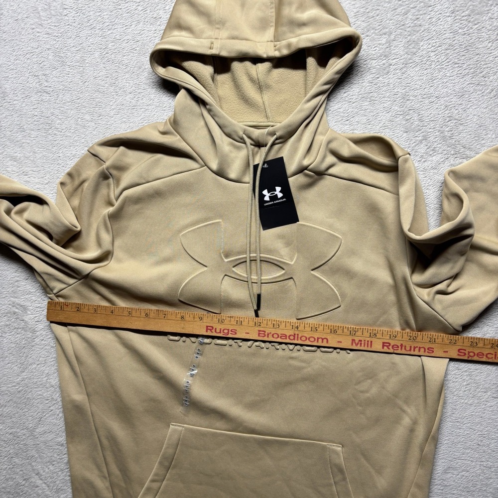 Under Armour Hoodie Mens Medium UA Armour Fleece Graphic HD Tan Logo NEW - Picture 6 of 7
